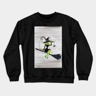 Happy Halloween Witch Sitting on a Broom Crewneck Sweatshirt